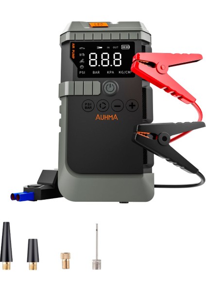A7711 Jump Starter | Akü Takviye Cihazı | 4'ü 1 Arada Powerbank | Hava Kompresörü | LCD Ekran