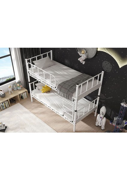 Argimo Zambak Genç Çocuk Yatak Odası Metal Ranza ve Karyola 90 x 190 Beyaz fiyatları
