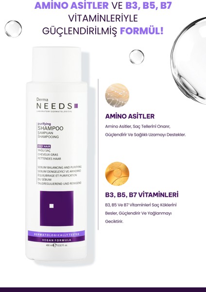 Yağlı Saçlar Için Şampuan Şampuan 400ML |sebum Dengeleyici| Biotinli, Sülfatsız, B5 Vitaminli fırsatları
