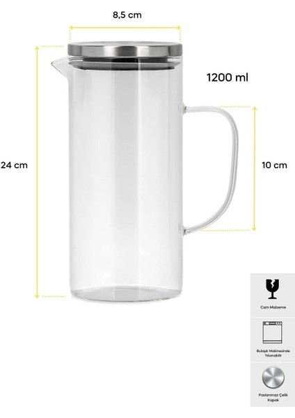 Izmir 1200 ml Borosilikat Cam Buzdolabı Sürahisi fiyatları