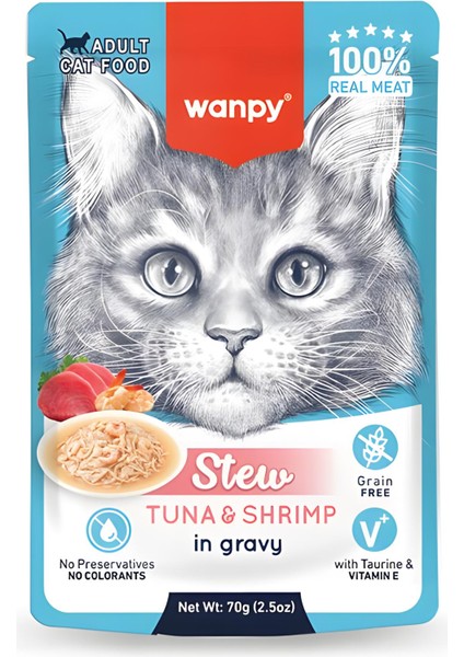 Pouch Ton Balıklı ve Karidesli Yaş Kedi Maması 70GR x 5 Adet