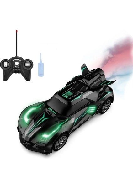 Neon Renkli Uzaktan Kumandalı Şarjlı Duman Atan Farları Yanabilen Oyuncak Araba 1:20 Boyut
