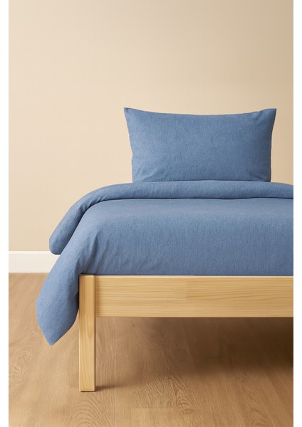 Tek Kişilik Nevresim Takımı Indigo Mavi eco cotton