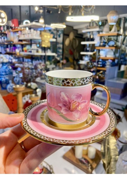 Tulıp Pembe 6 Kişilik Türk Kahvesi Fincanı