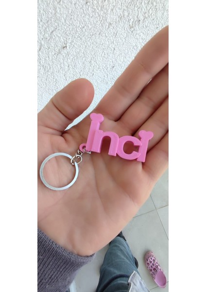 Pembe isme Özel Anahtarlık - Pembe isimli Anahtarlık - Çanta isimlik - 3 Boyutlu Anahtarlık - 3D isim Anahtarlık modelleri