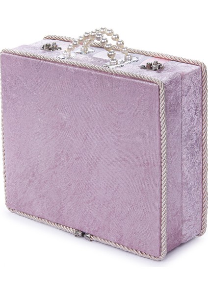 Dantel Süslemeli Inci Kulplu Çeyizlik Gelin Bohça Sandık - Pembe fırsatları