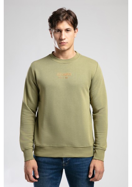 Frose Erkek O Yaka Sweatshirt Açık Haki