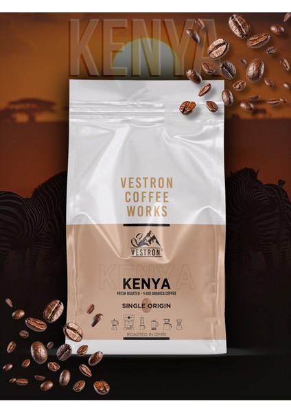 %100 Arabica Kenya AA Espresso|Single Origin Filtre Kahve|Orta Kavrum|250g