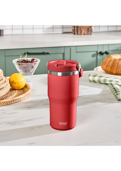 Star Ice Pipetli Çelik Sızdırmaz Termos 550 ml Kırmızı
