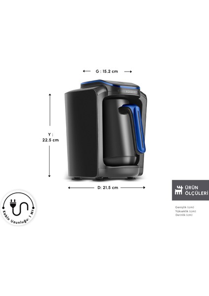 Hatır Neo-S Sütlü Türk Kahve Makinesi 5 Fincan Kapasiteli Azure Blue fiyatları