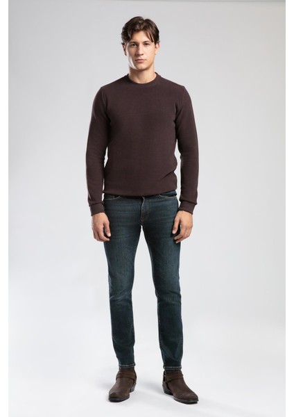 Newdwade Erkek O Yaka Sweatshirt Kahve