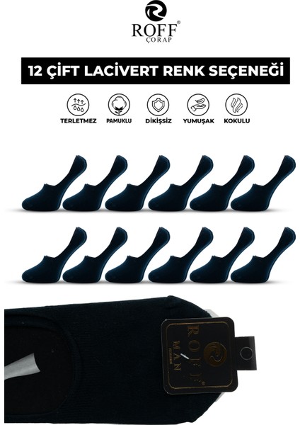 Pamuklu Erkek Babet Çorap Dikişsiz Görünmez Kaydırmaz Topuk Silikonlu 12’li Paket
