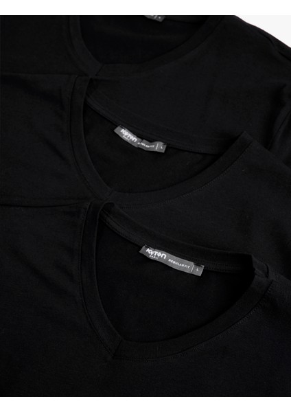 Slim Fit Kısa Kollu Pamuklu Basic V Yaka 3'lü Tişört Seti indirimleri