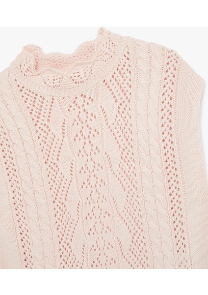 Dik Yaka Kolsuz Ajurlu Örgü Süveter indirimleri