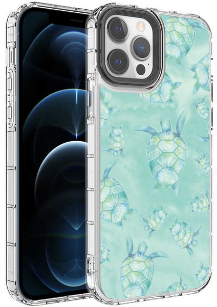 iPhone 12 Pro Uyumlu Kamera Korumalı Renkli Desenli Sert Silikon Ecrz Korn KAPAK-NO13