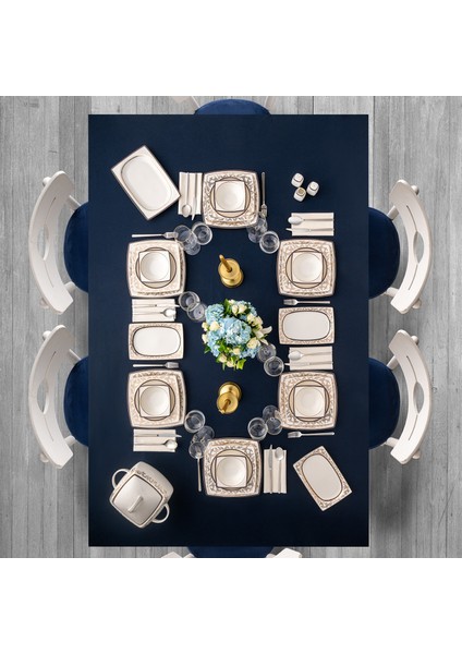 Bade Cobalt 60 Parça 12 Kişilik Kare Yemek Takımı Fine Bone fırsatları