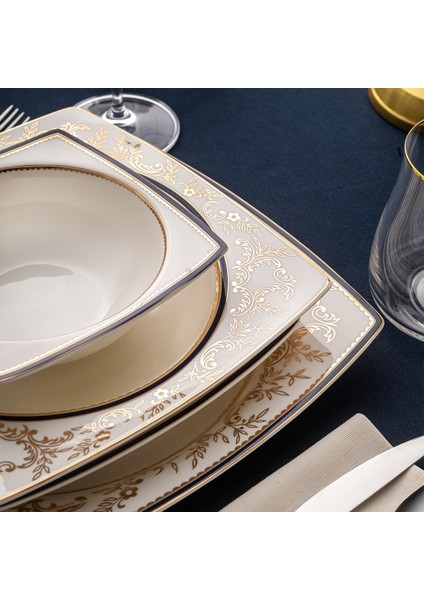 Bade Cobalt 60 Parça 12 Kişilik Kare Yemek Takımı Fine Bone indirimleri