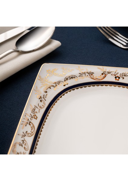 Bade Cobalt 60 Parça 12 Kişilik Kare Yemek Takımı Fine Bone