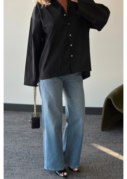 Siyah Oversize Gömlek - 4952 modelleri