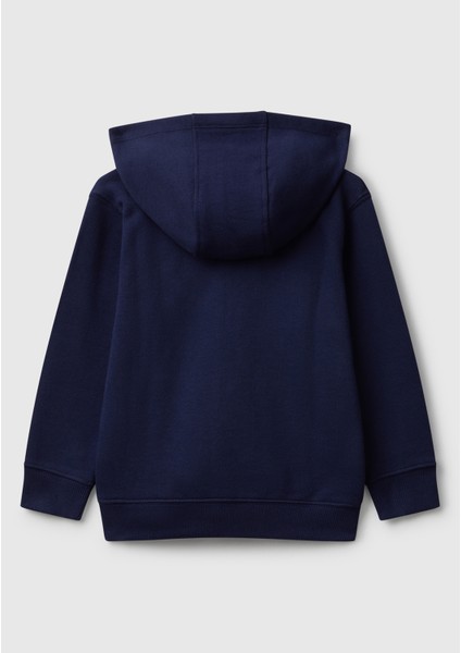 Erkek Çocuk Lacivert Önü Logo Baskılı Fermuarlı Kapüşonlu Sweatshirt fiyatları