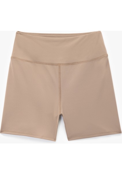 Yüksek Bel Slim Fit Dikiş Detaylı Biker Spor Tayt