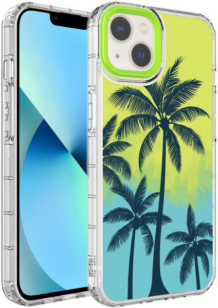 iPhone 14 Uyumlu Kamera Korumalı Renkli Desenli Sert Silikon Ecrz Korn Kapak-No8