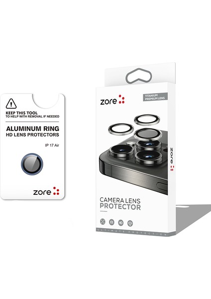 iPhone 17 Air Zore Cl-12 Premium Safir Parmak Izi Bırakmayan Anti-Reflective Kamera Lens Koruyucu