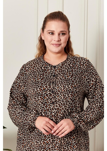 Kadın Büyük Beden Düğmeli Babanne Elbisesi modelleri