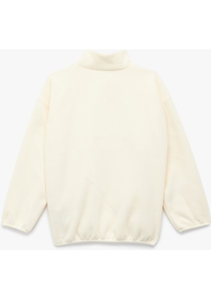 Uzun Kollu Cep Detaylı Baskılı Yarım Fermuarlı Polar Sweatshirt fiyatları