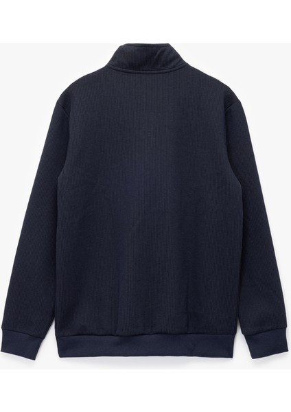 Dokulu Uzun Kollu Yarım Fermuarlı Sweatshirt fiyatları