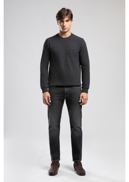 Newdwade Erkek O Yaka Sweatshirt Antrasit