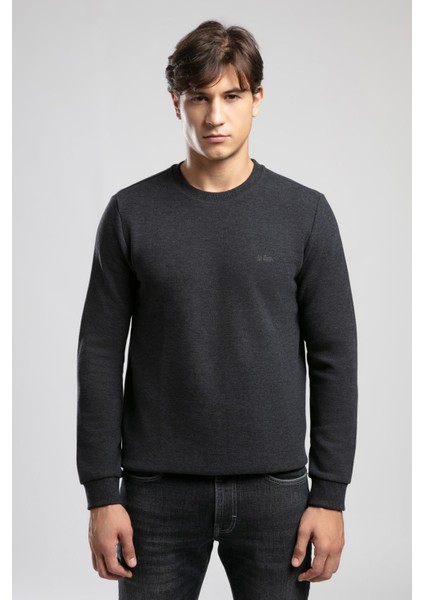 Newdwade Erkek O Yaka Sweatshirt Antrasit modelleri