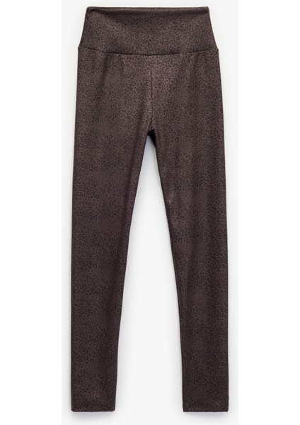 Yüksek Bel Slim Fit Leopar Desenli Spor Tayt fiyatları