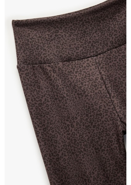 Yüksek Bel Slim Fit Leopar Desenli Spor Tayt modelleri