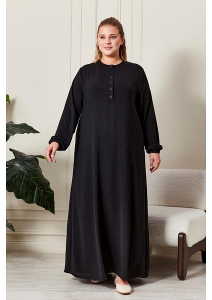 Kadın Büyük Beden Düğmeli Babanne Elbisesi indirimleri