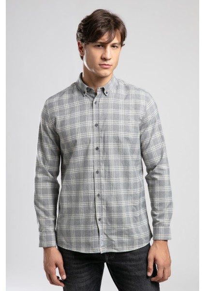 Mexi Erkek Dokuma Gömlek Gri