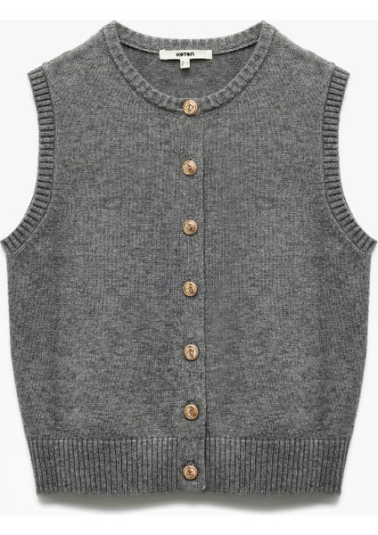 Kolsuz Bisiklet Yaka Düğmeli Triko Yelek modelleri