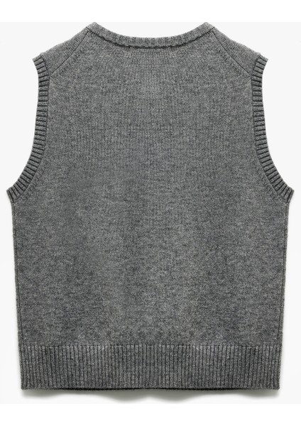 Kolsuz Bisiklet Yaka Düğmeli Triko Yelek fırsatları