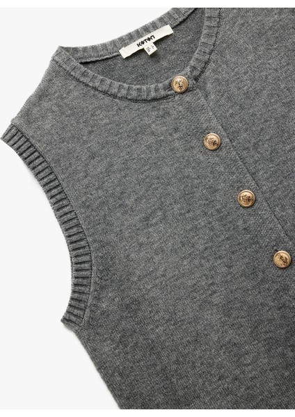 Kolsuz Bisiklet Yaka Düğmeli Triko Yelek indirimleri