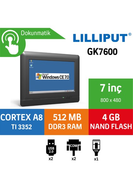 7” GK7600 Dokunmatik Panel Pc