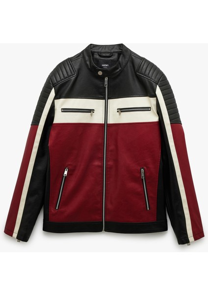 Mandarin Yaka Uzun Kollu Fermuarlı Deri Ceket modelleri