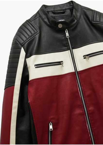 Mandarin Yaka Uzun Kollu Fermuarlı Deri Ceket indirimleri