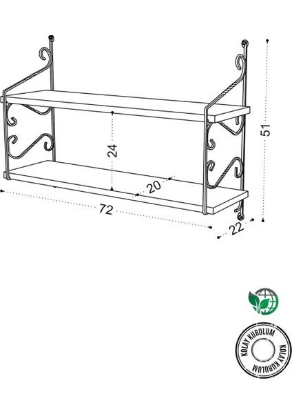 Seramoni Raf ve Kitaplık Seti 2 Raflı 200X720 Sakramento - Adena modelleri