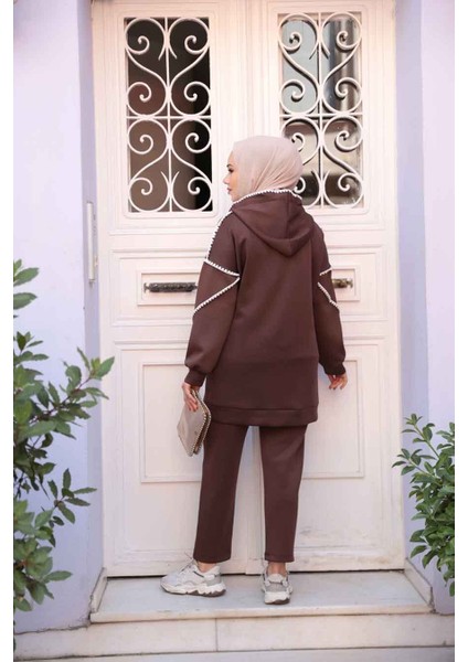 Fermuarlı Koyu Kahverengi Tesettür Ikili Takım 12621KKH indirimleri