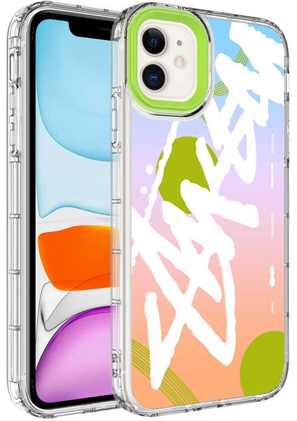 iPhone 12 Uyumlu Kamera Korumalı Renkli Desenli Sert Silikon Ecrz Korn Kapak-No8 fırsatları