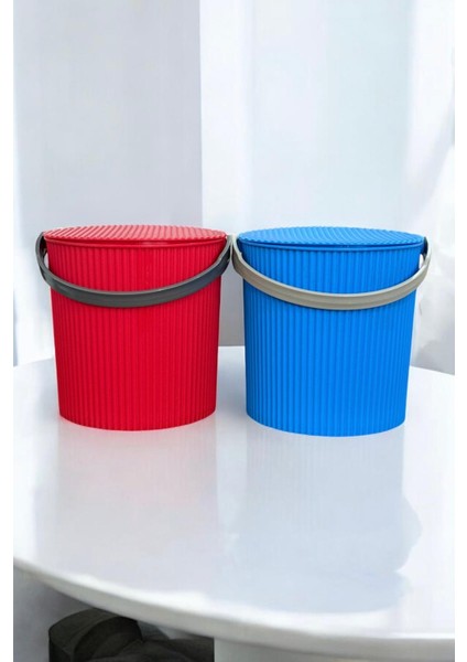 Rainbow 2’li Mavi-Kırmızı Büyük Boy 13 Litre Yuvarlak Kova Piknik Sepeti Meyve Kovası fiyatları