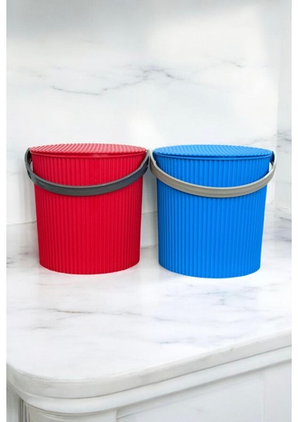 Rainbow 2’li Mavi-Kırmızı Büyük Boy 13 Litre Yuvarlak Kova Piknik Sepeti Meyve Kovası modelleri