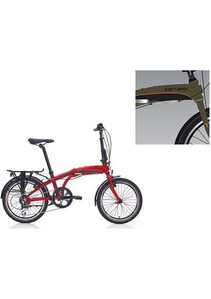 Flexı 108 Katlanır Bisiklet 285H V 20 Jant 8 Vites Mat Haki Siyah Turuncu