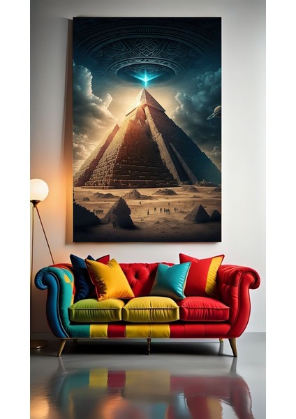 Ufo ve Piramitler Ev Duvar Salon Güzellik Salonu Ofis Dükkan Dekarasyon Kanvas Tablo