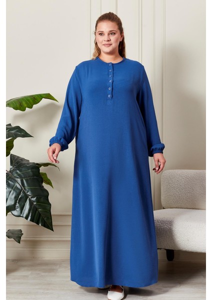 Kadın Büyük Beden Düğmeli Babanne Elbisesi indirimleri